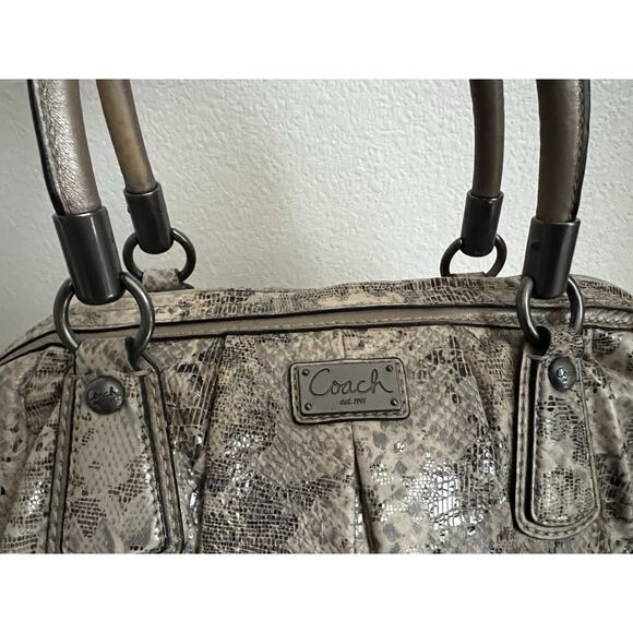 COACH Python Purse Bag Shoulder Snake Animal Handle Strap Leather - Picture 4 of 14